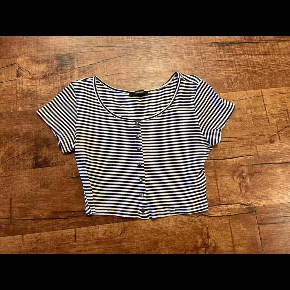 Dark blue and white crop top